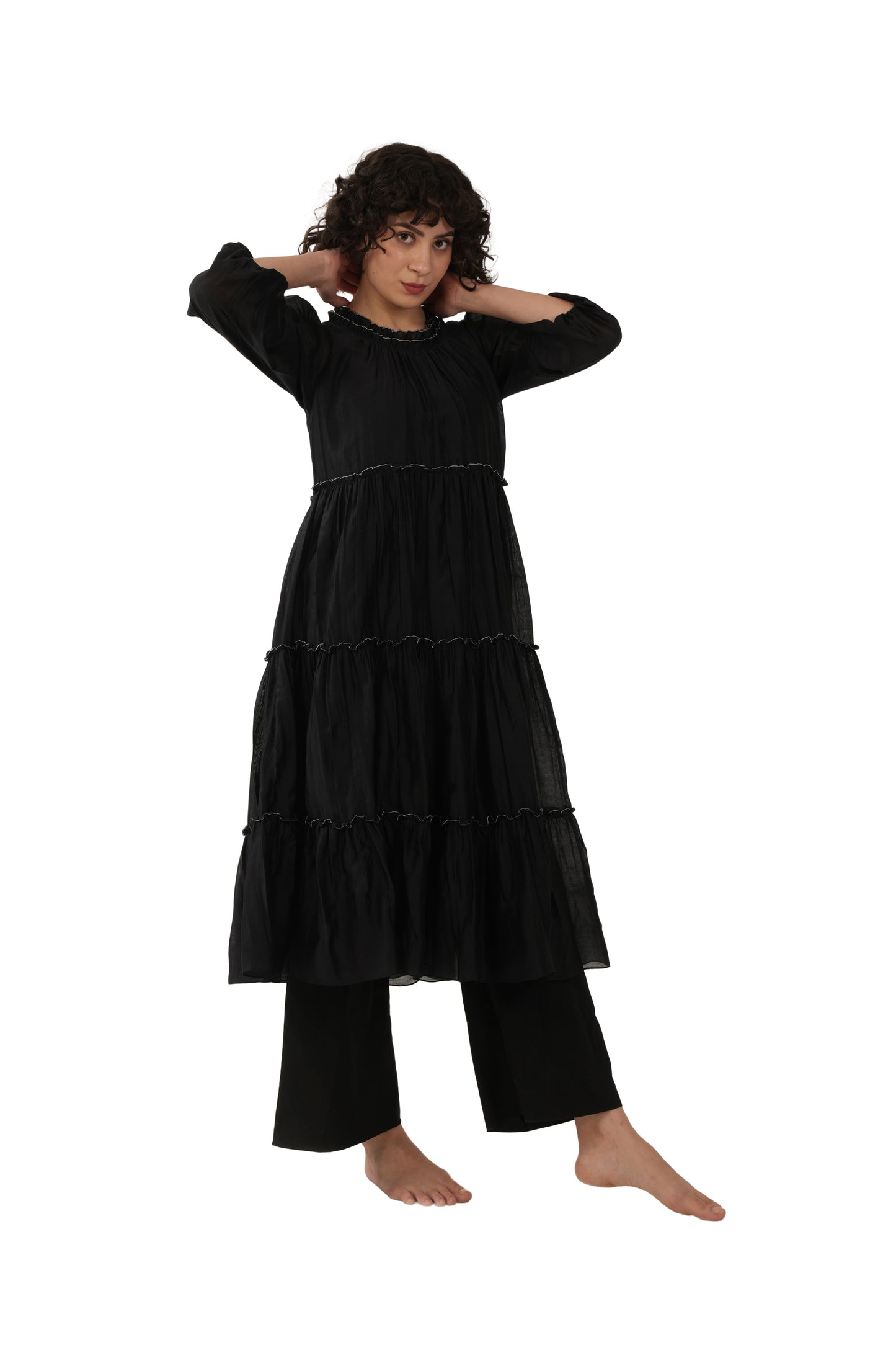 Black Turtle Tier Dress With Bottom