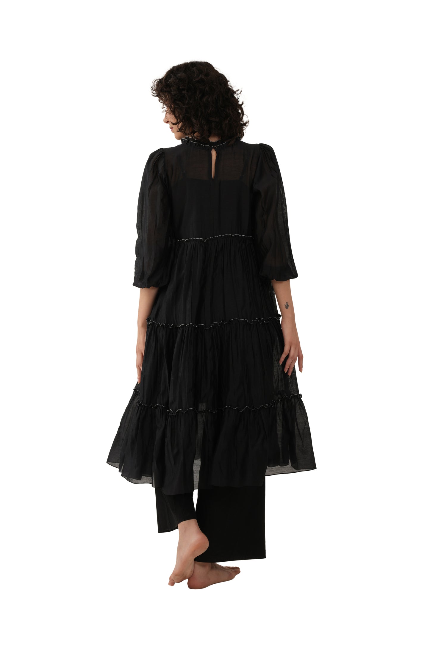 Black Turtle Tier Dress With Bottom
