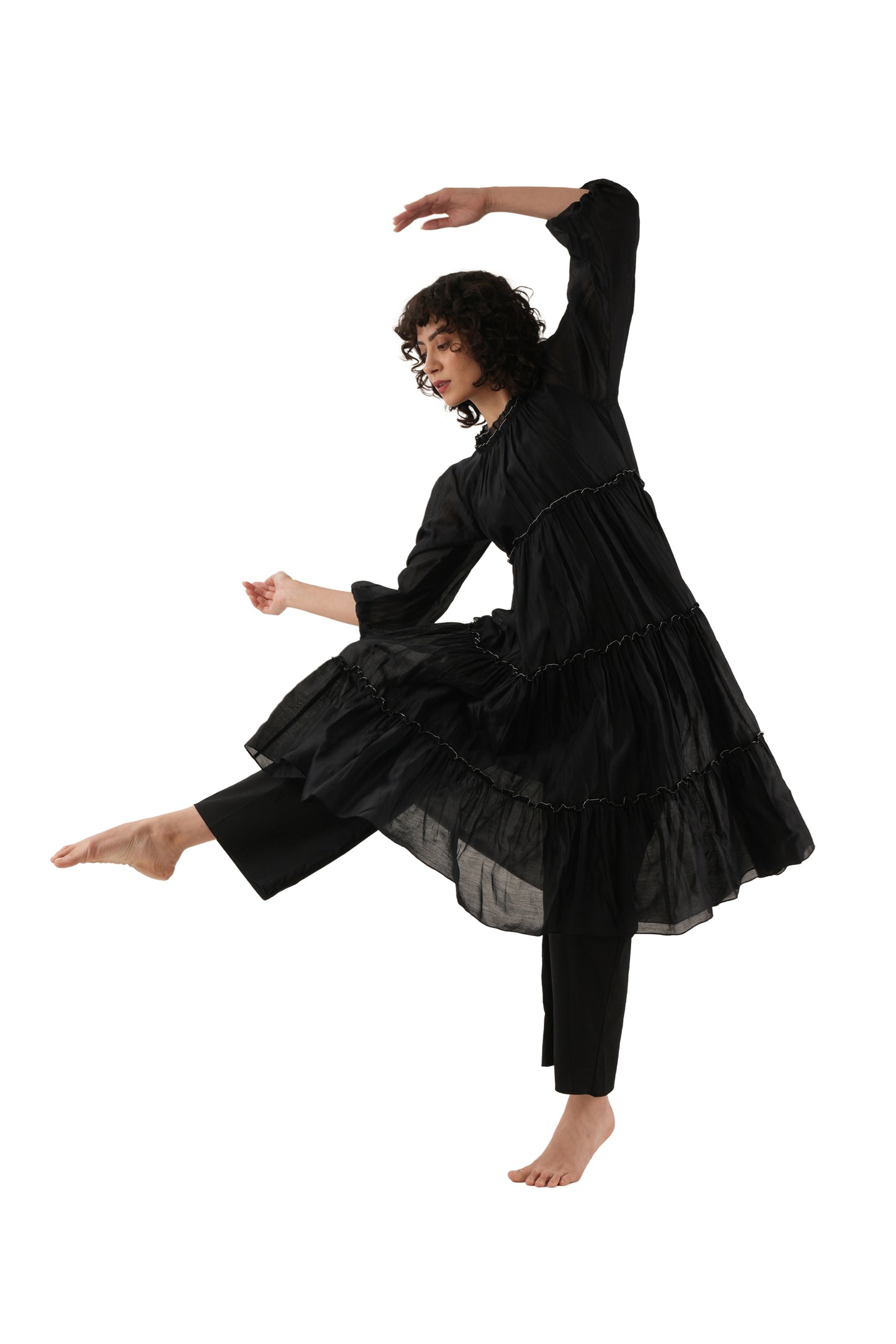 Black Turtle Tier Dress With Bottom