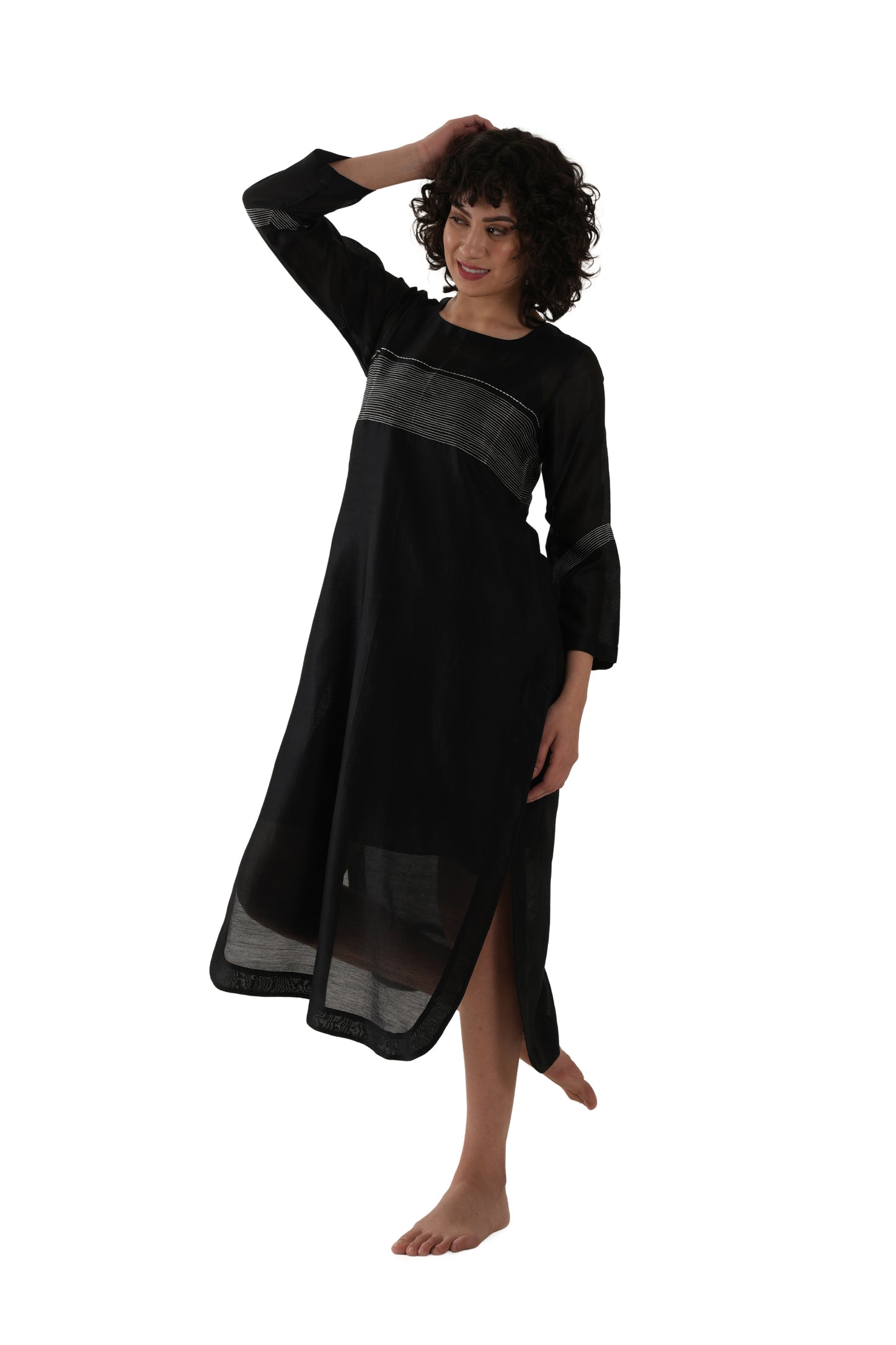 Khat Black Embroidery Dress