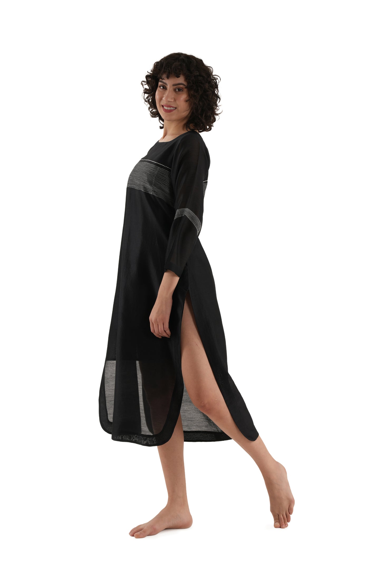 Khat Black Embroidery Dress