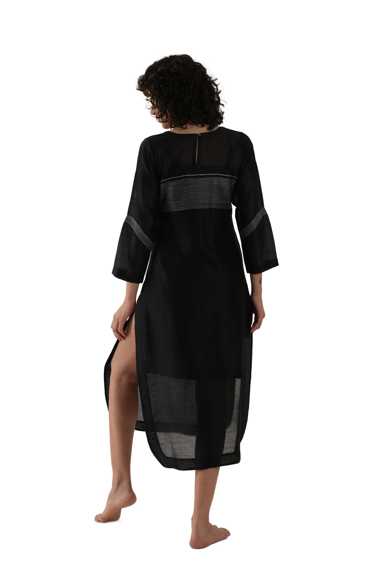 Khat Black Embroidery Dress