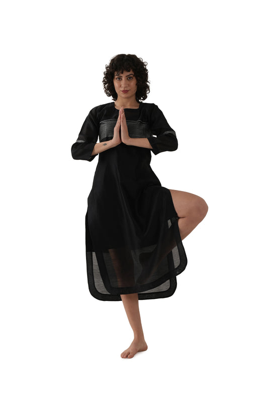 Khat Black Embroidery Dress