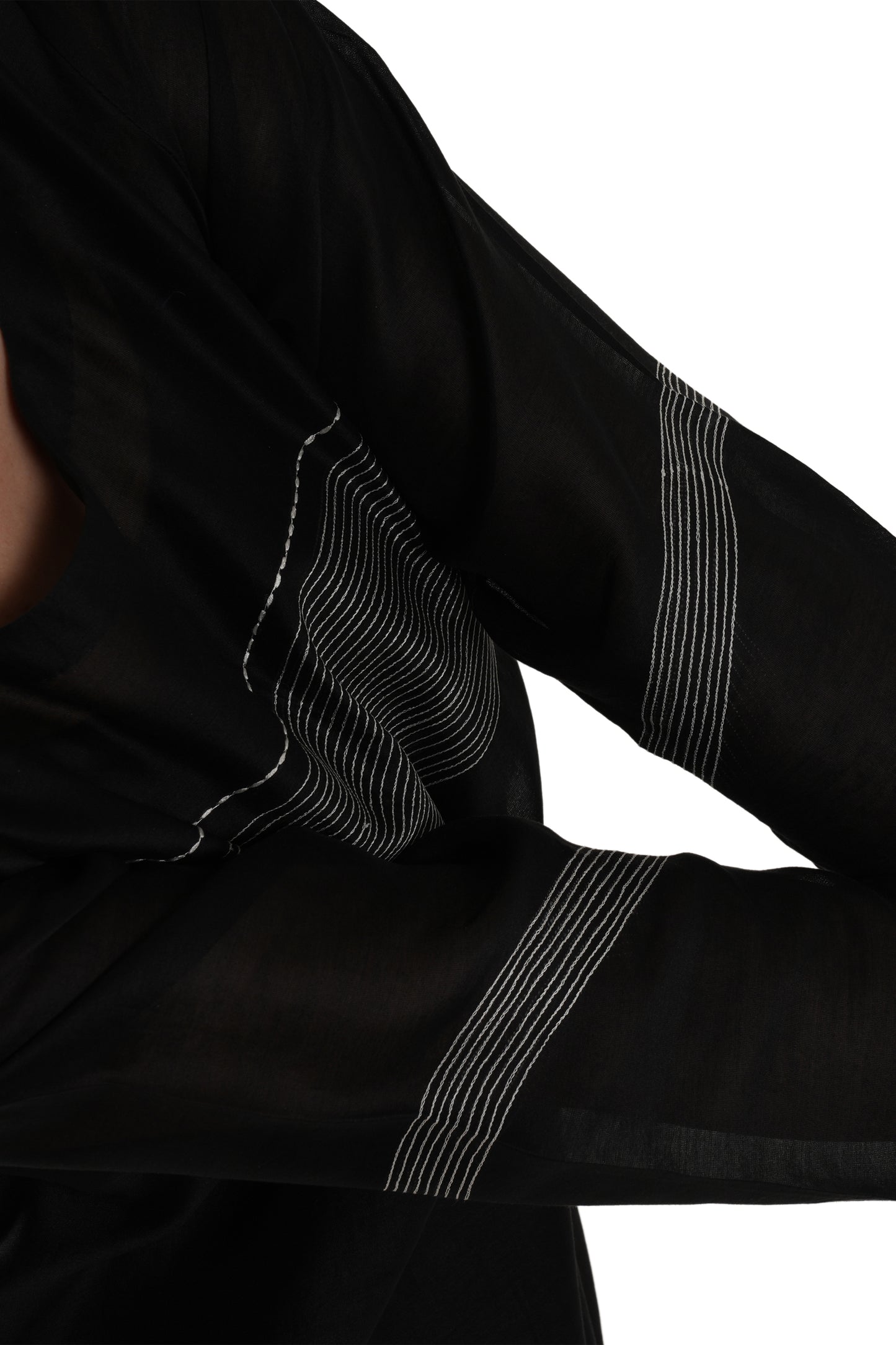 Khat Black Embroidery Dress with Bottom