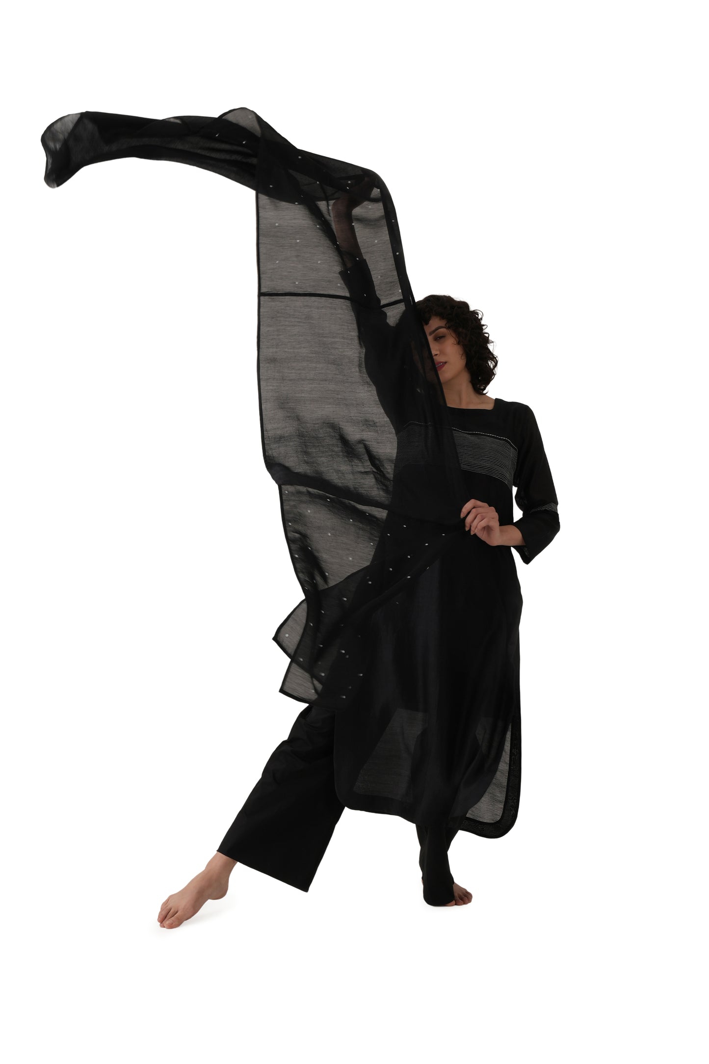 Khat Black Embroidery Dress Co-ord