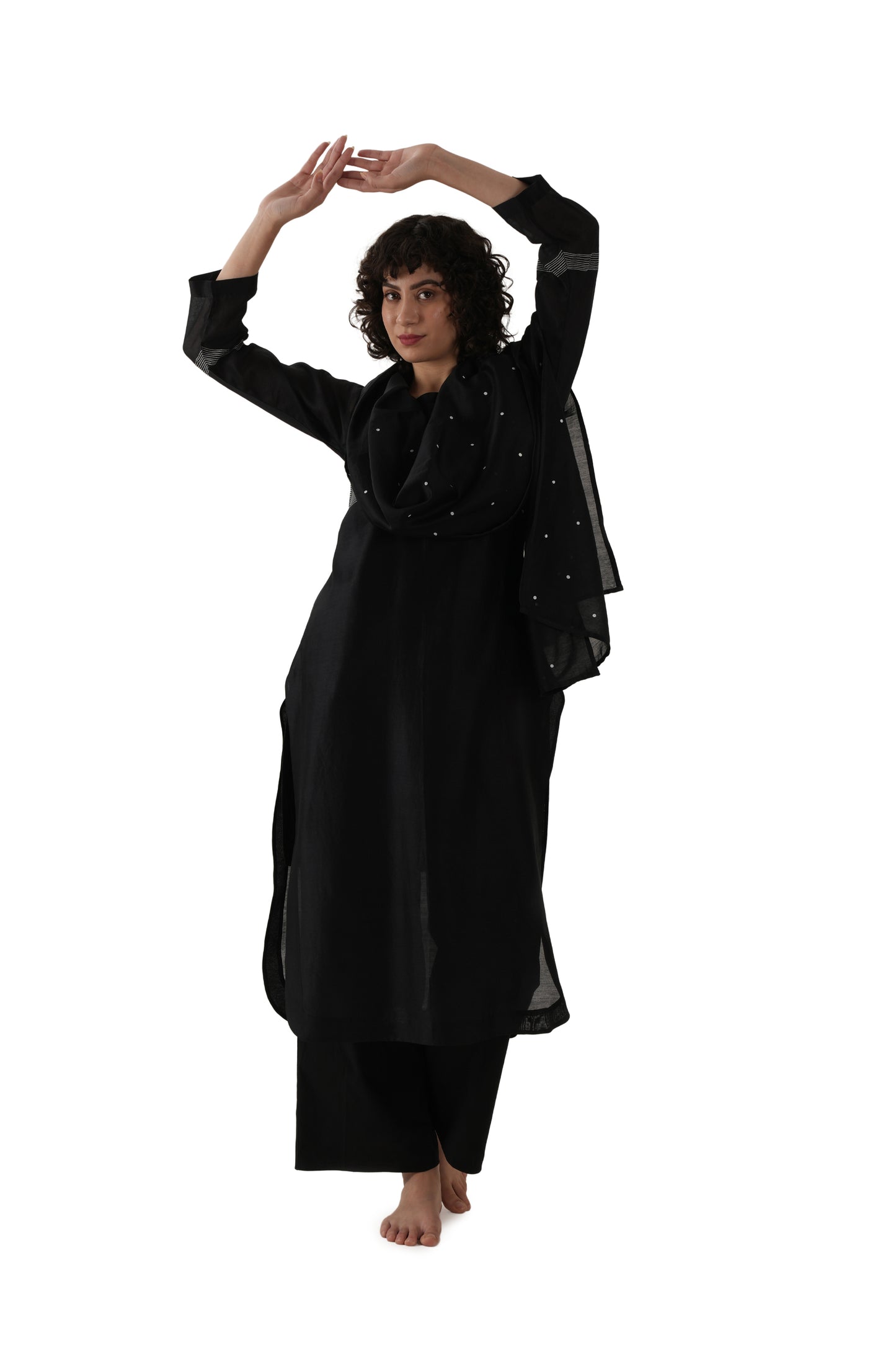 Khat Black Embroidery Dress Co-ord