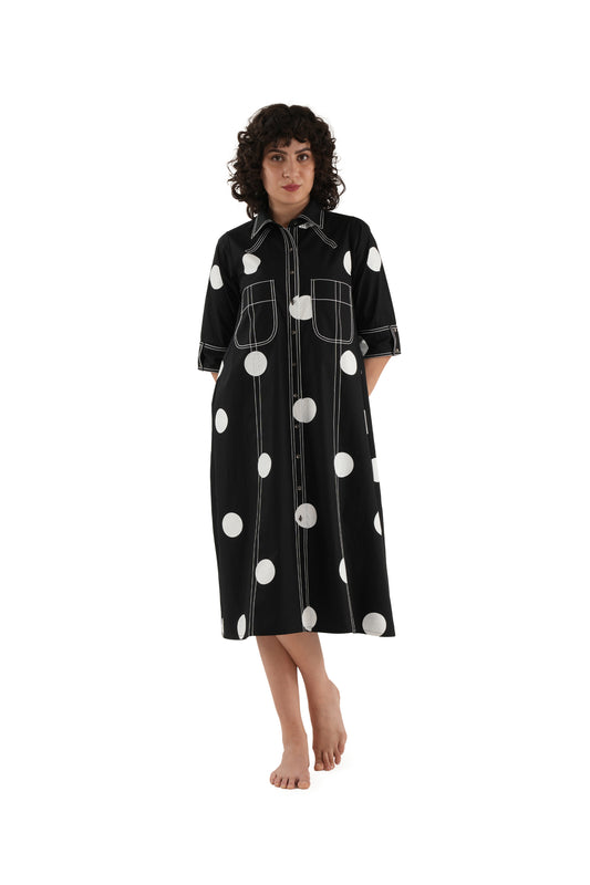 Shirt white Polka Embroidery