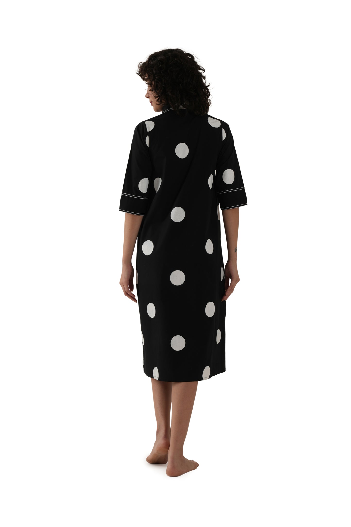 Shirt white Polka Embroidery