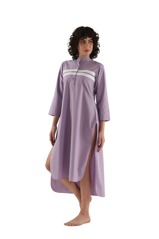 Lilac Straight Fit Kurta with Mandarin Collar