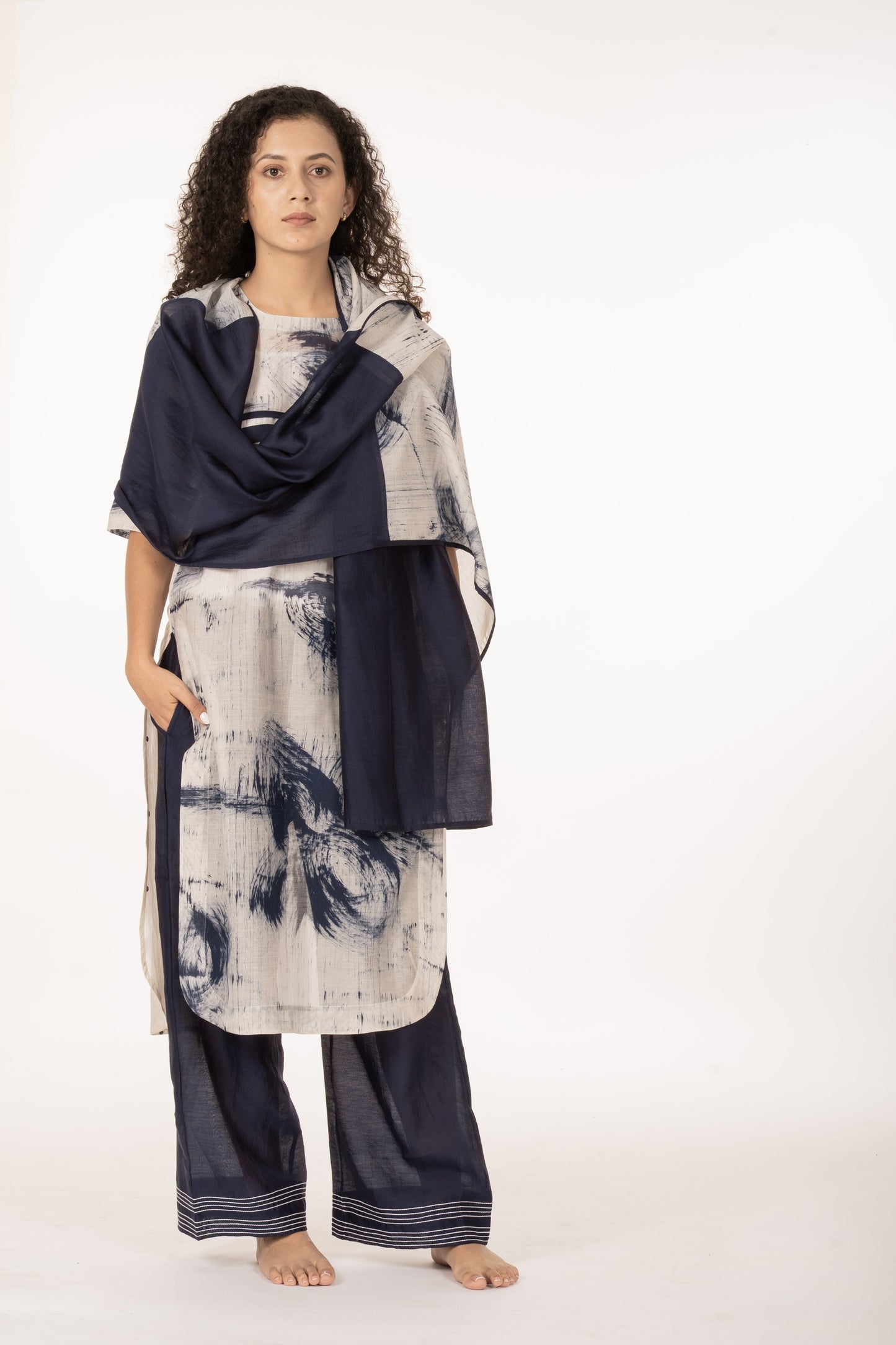 Indigo Bloom Kurta Set Co-ord
