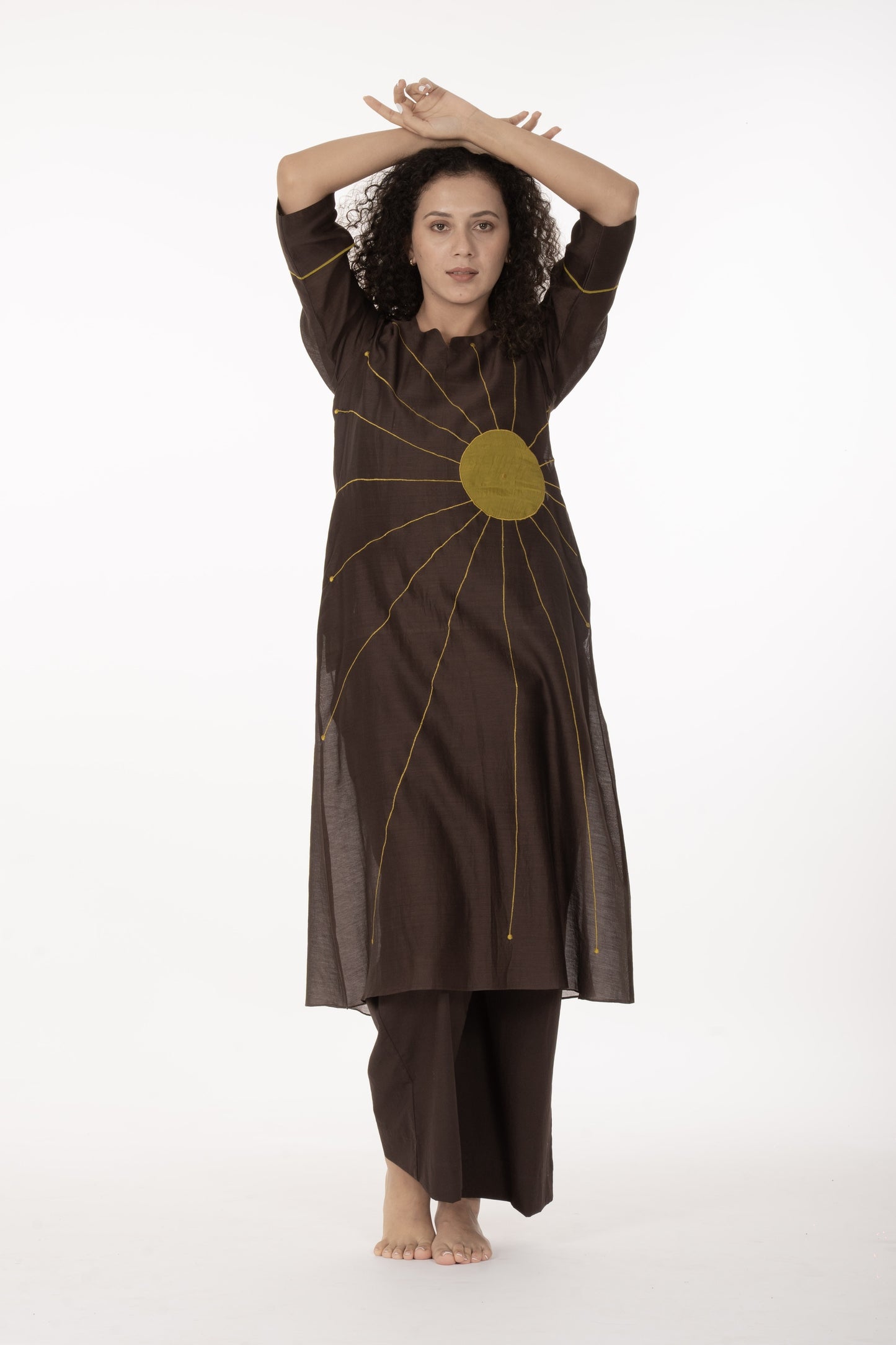 Cocoa Thread Art Dress with Bottom
