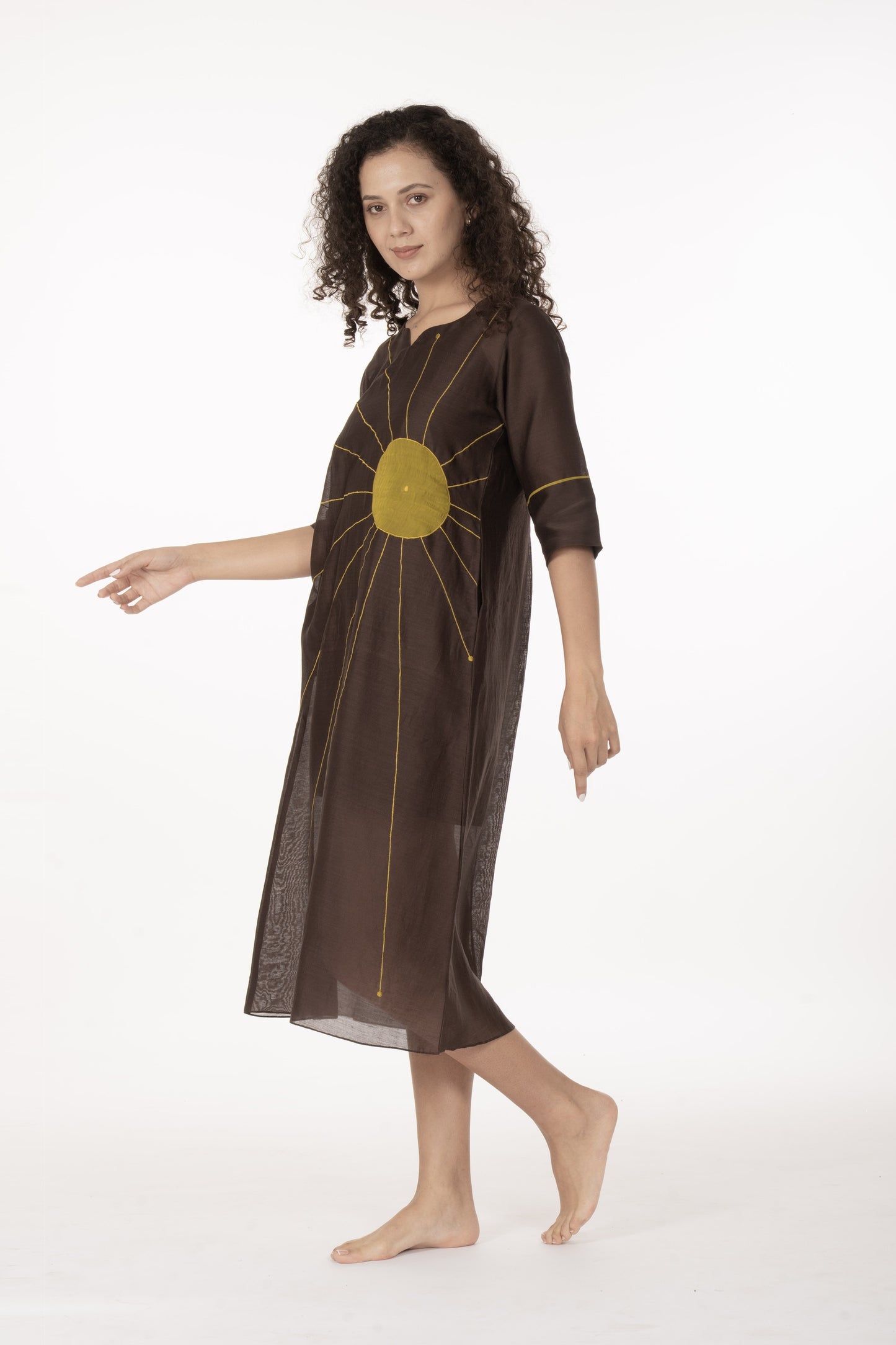 Cocoa Thread Art Dress with Bottom