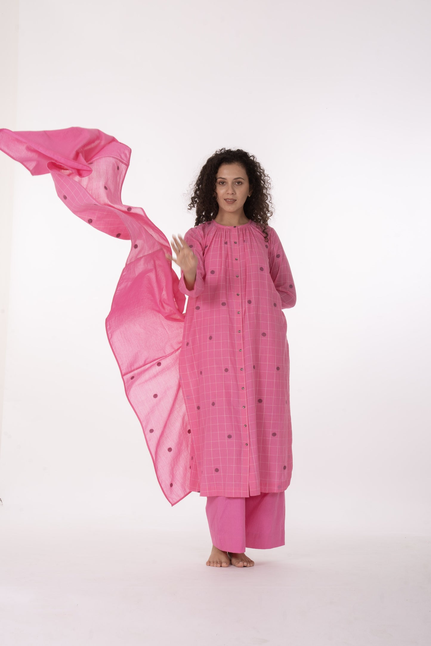 Rosé Check Midi Dress Co-ord