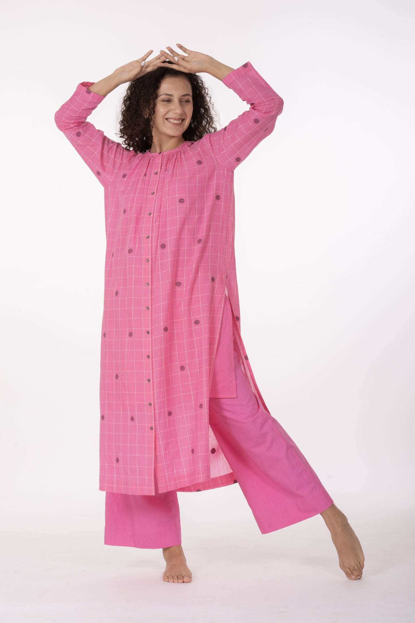 Rosé Check Midi Dress Co-ord
