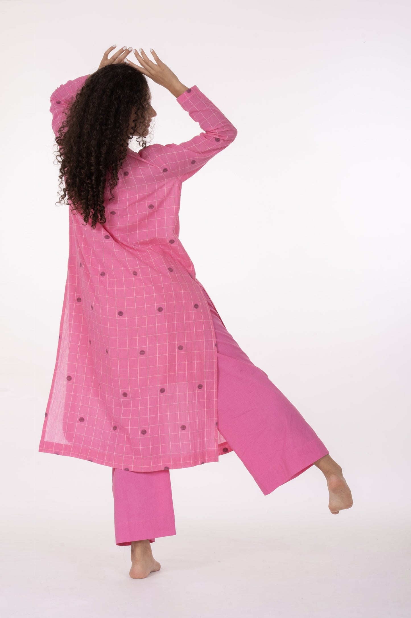 Rosé Check Midi Dress Co-ord