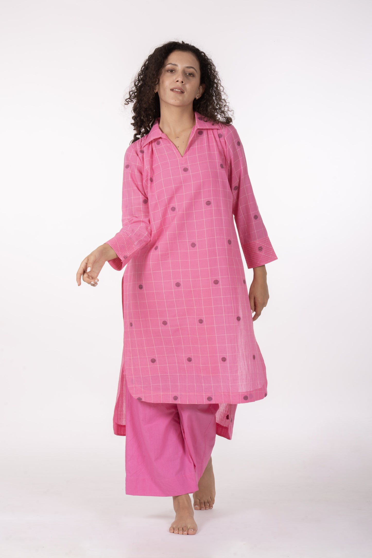 Pink Gather's Dusk Dress with Bottom