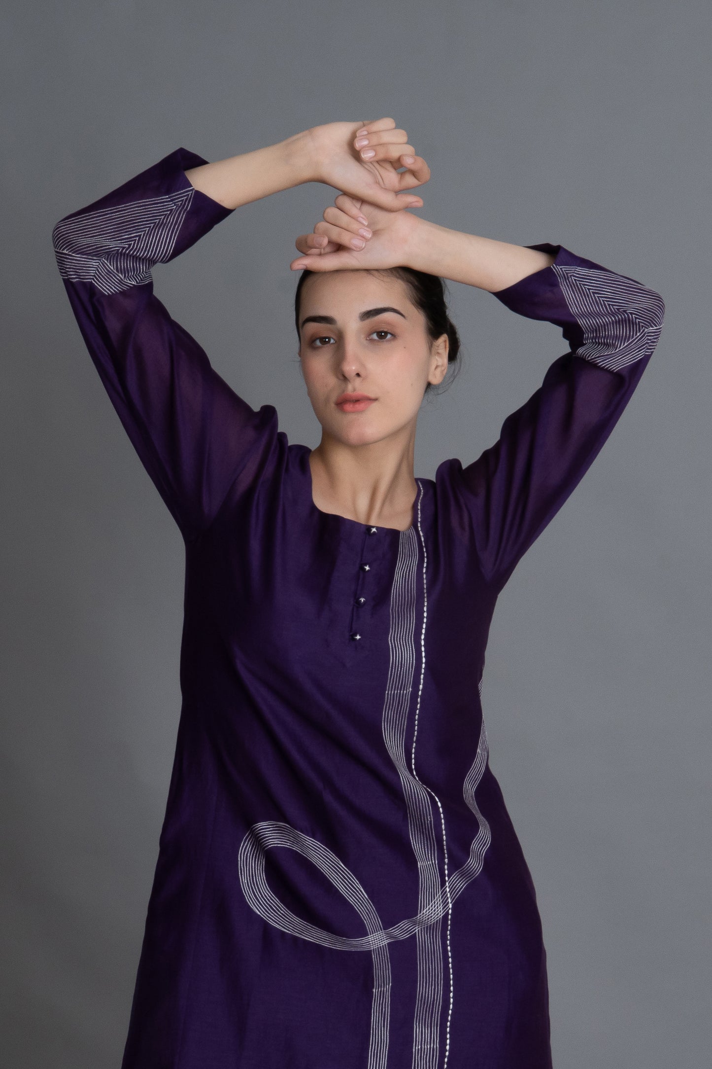 Purple Embroidered Dress