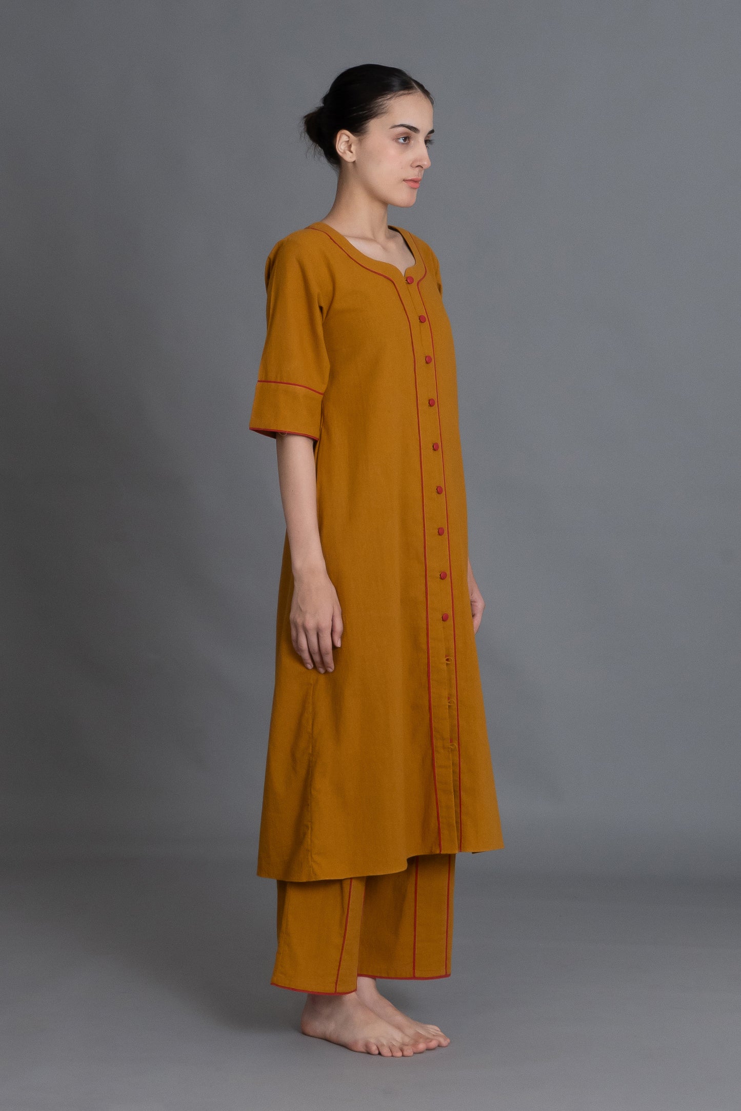 Mustered Round Neck Dress Co-ord