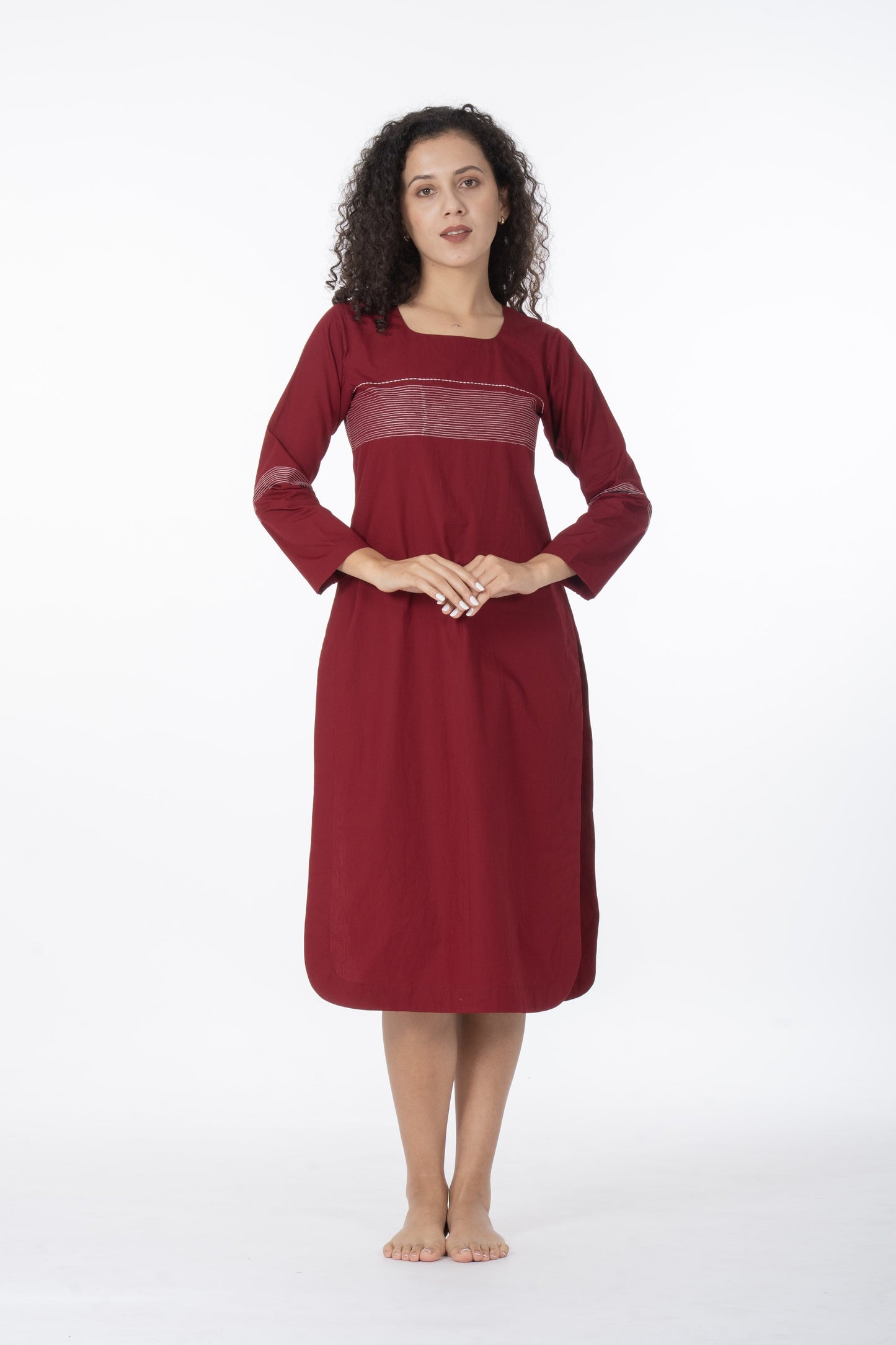 Maroon Grace Embroidery Dress Co-ord
