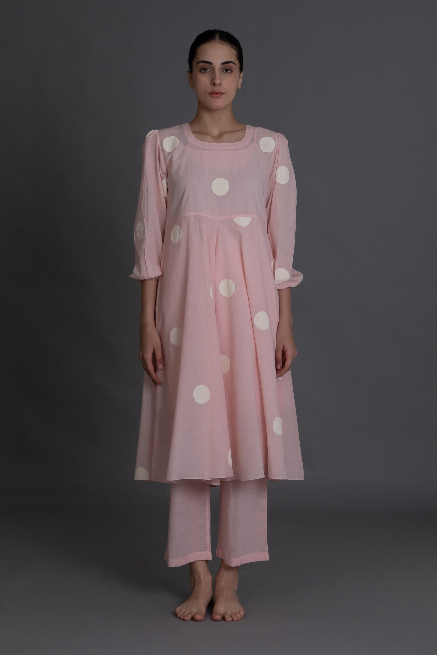 Pastel pink polka Dress Co-ord