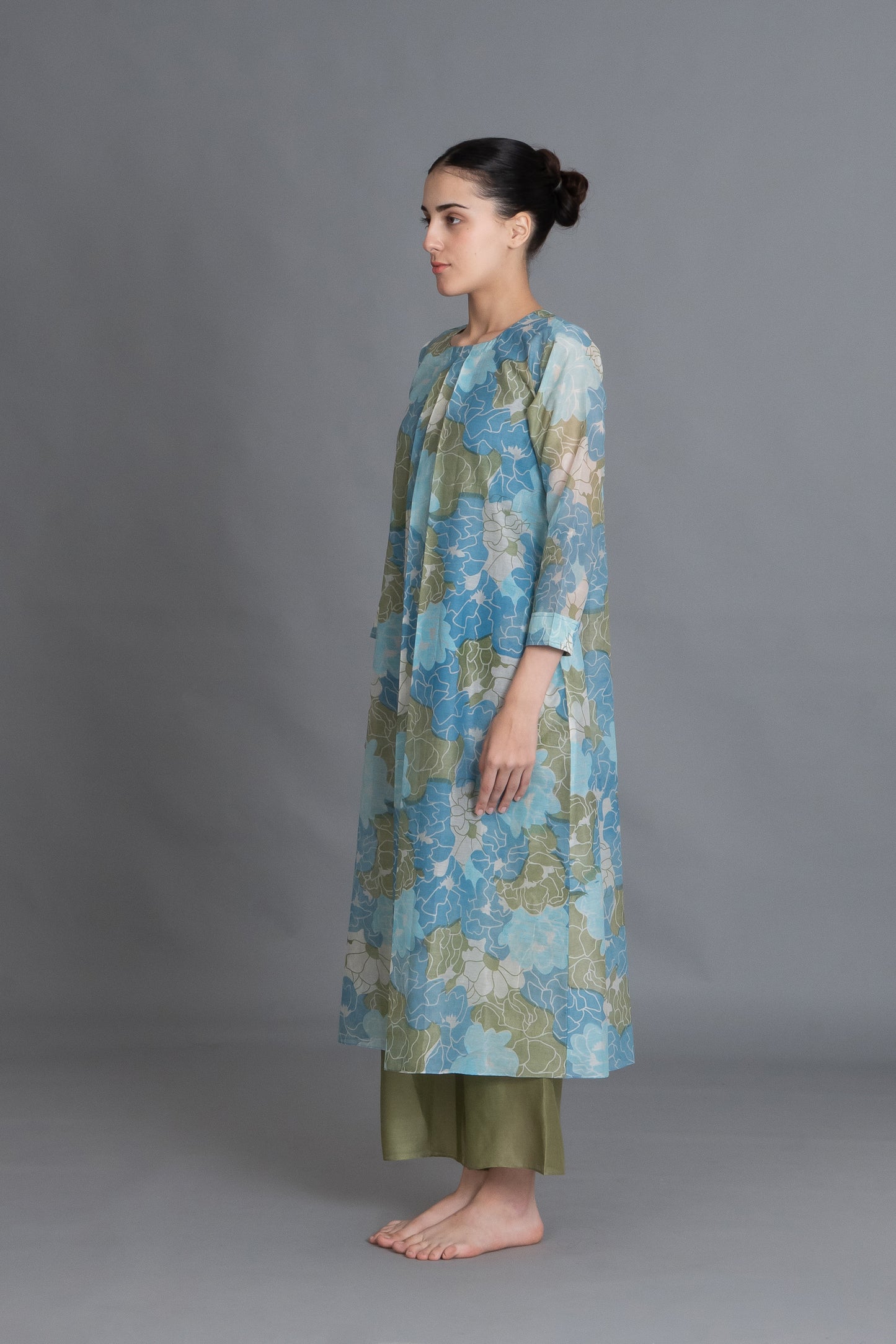 Ocean Blue Floral Print Dress Co-ord