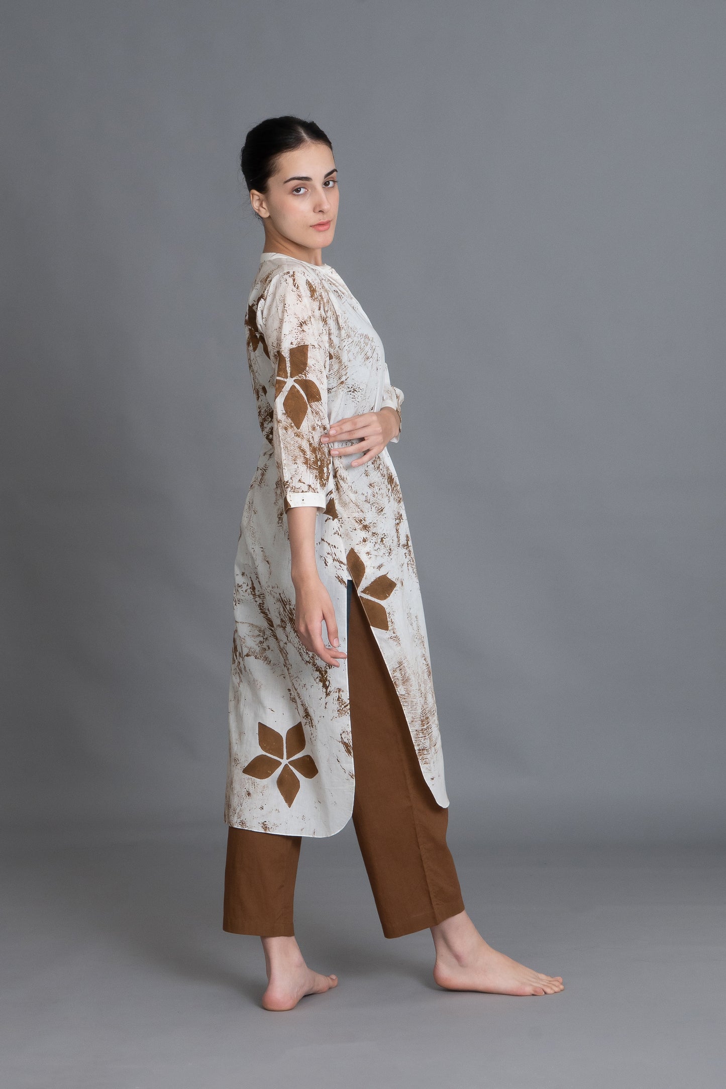 Earthy Brown Print Dress Co-ord