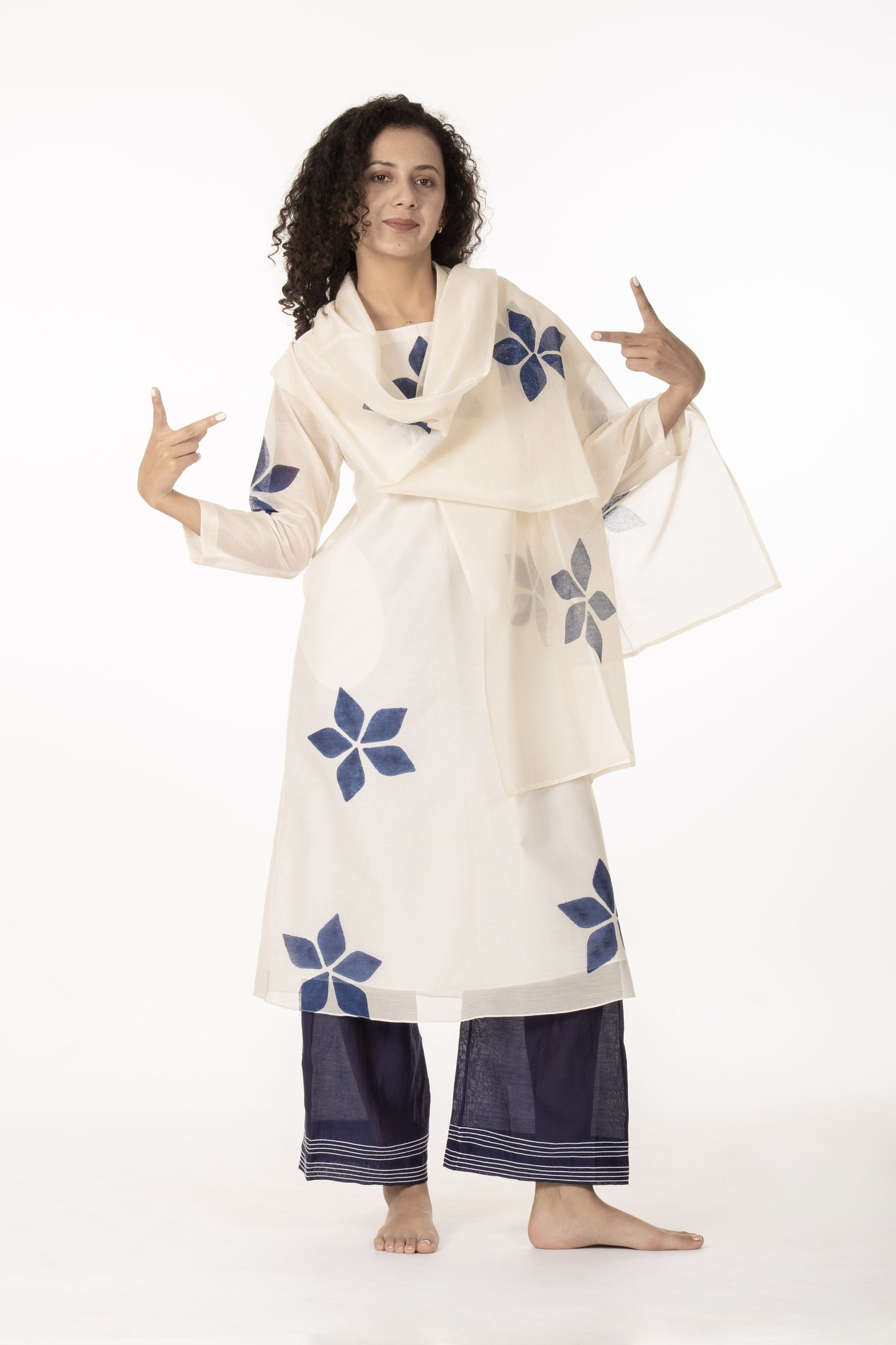 Blue Bloom Kurta  Co-ord