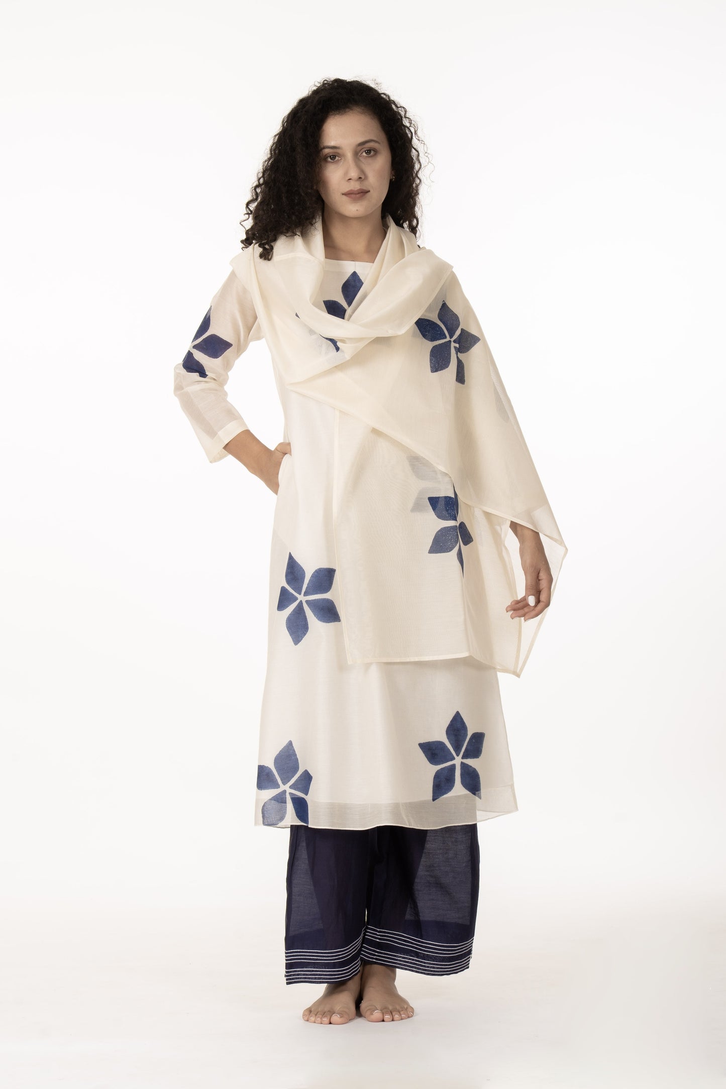 Blue Bloom Kurta  Co-ord