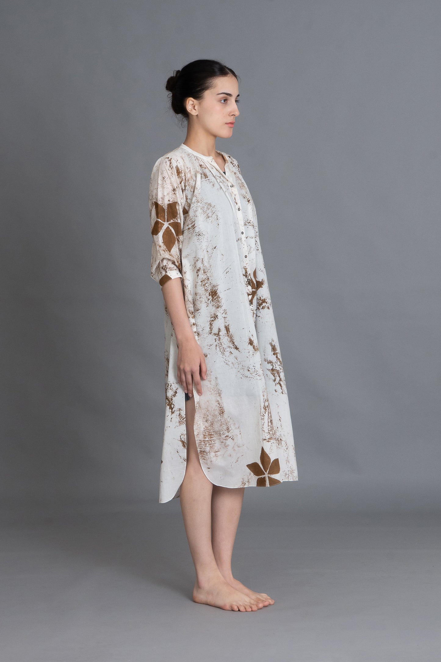 Earthy Brown Print Dress