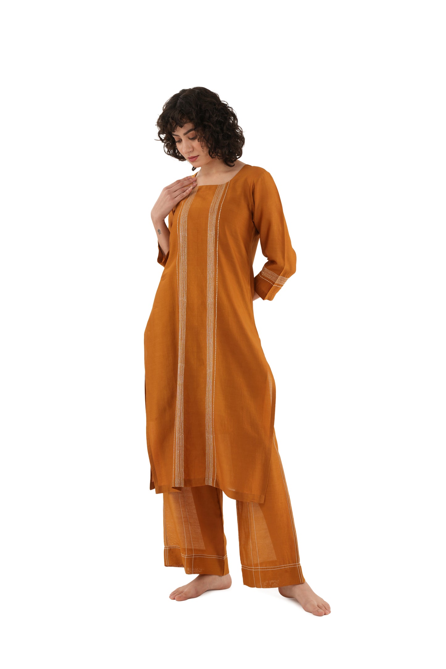 RUST EMBROIDERY DRESS CO-ORD