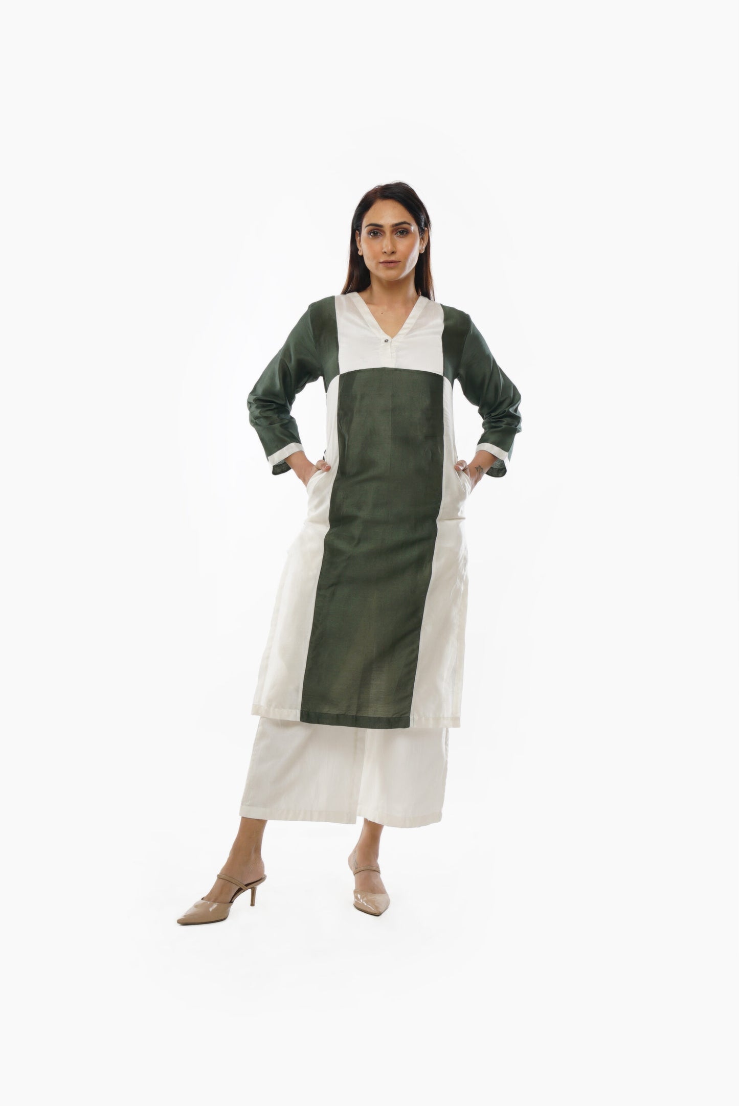 V-Neck Forest Green Top co-ord