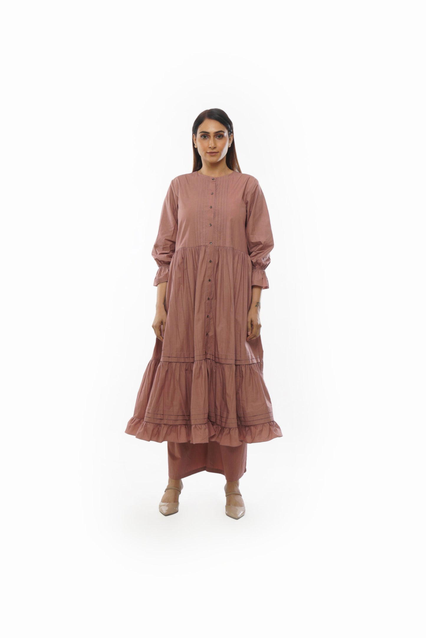 Pink Piltex Round Neck Co-ord