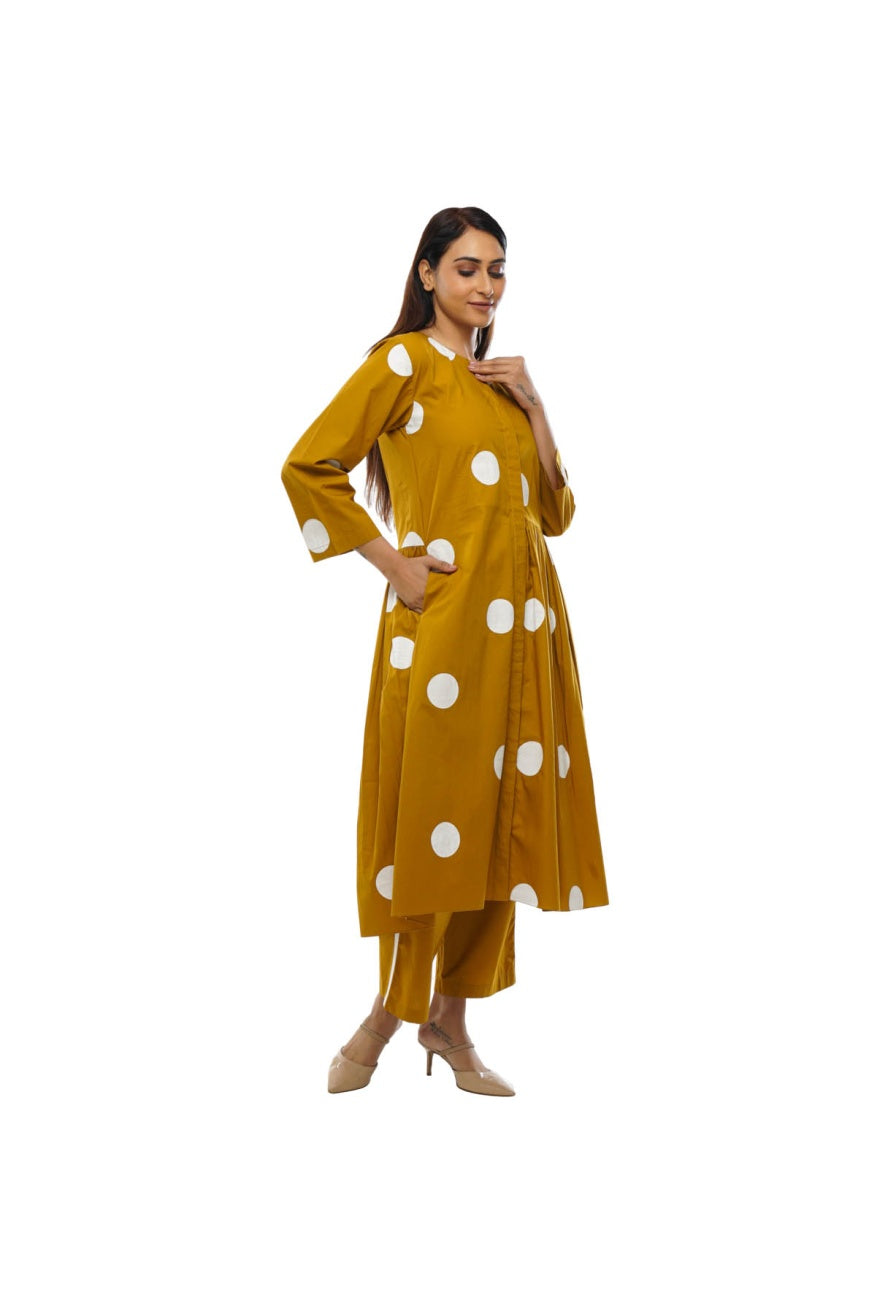 Musterd bright white polka one side gathers dress co-ord