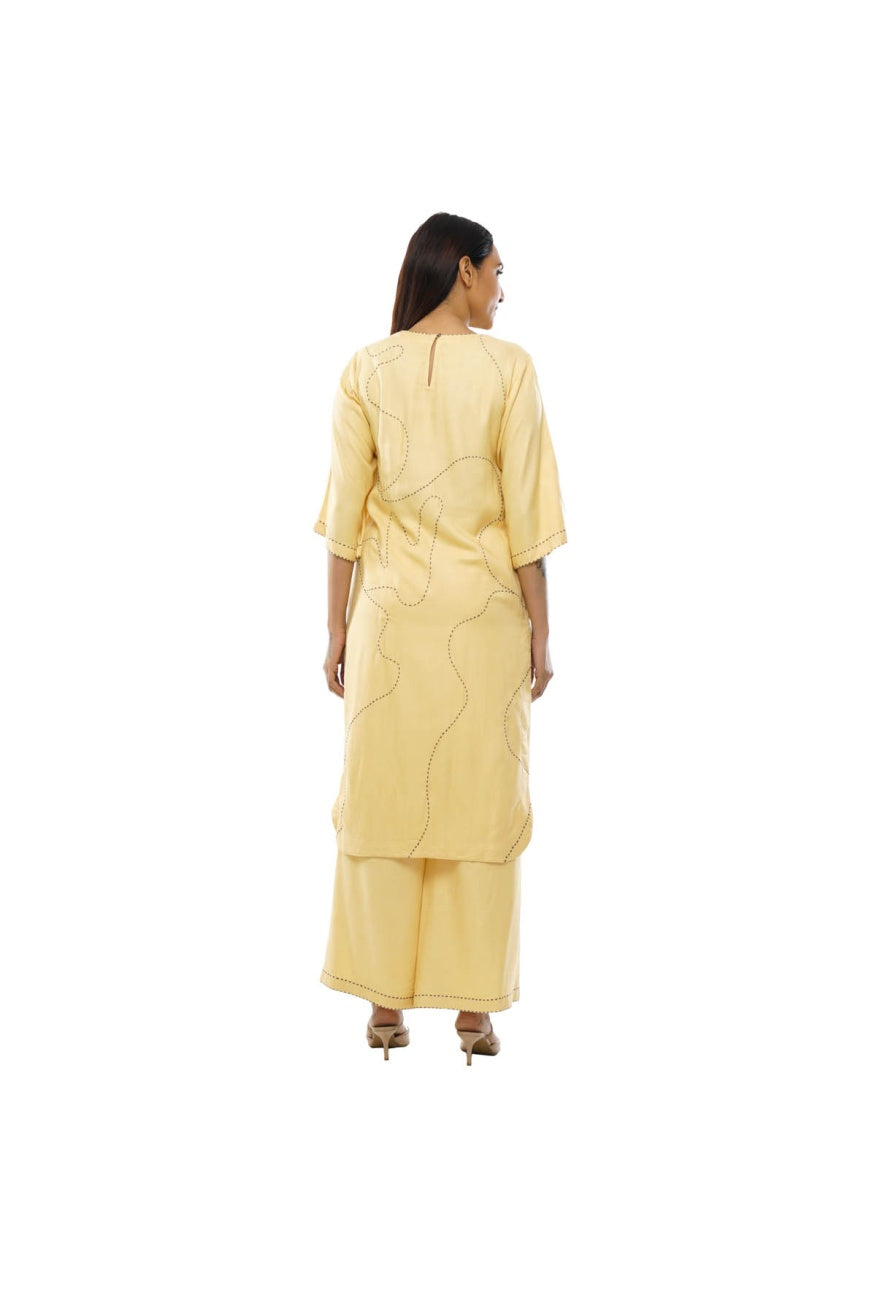 Light yellow chawal takka kurta co-ord