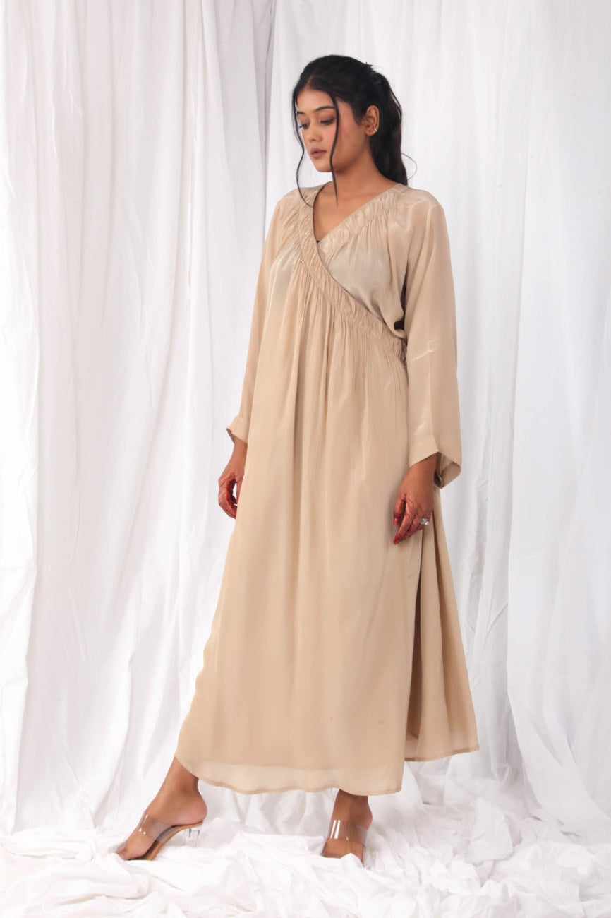 Ruching overlap dress set