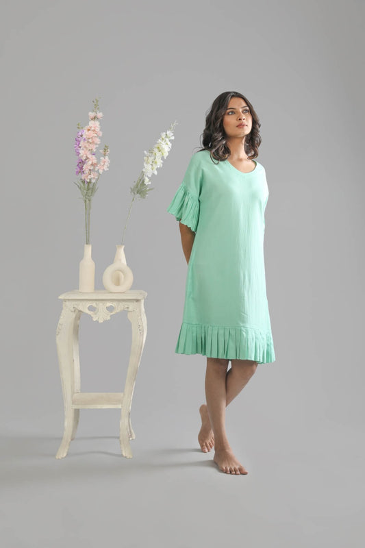 Mint Green Bottom Pleat dress