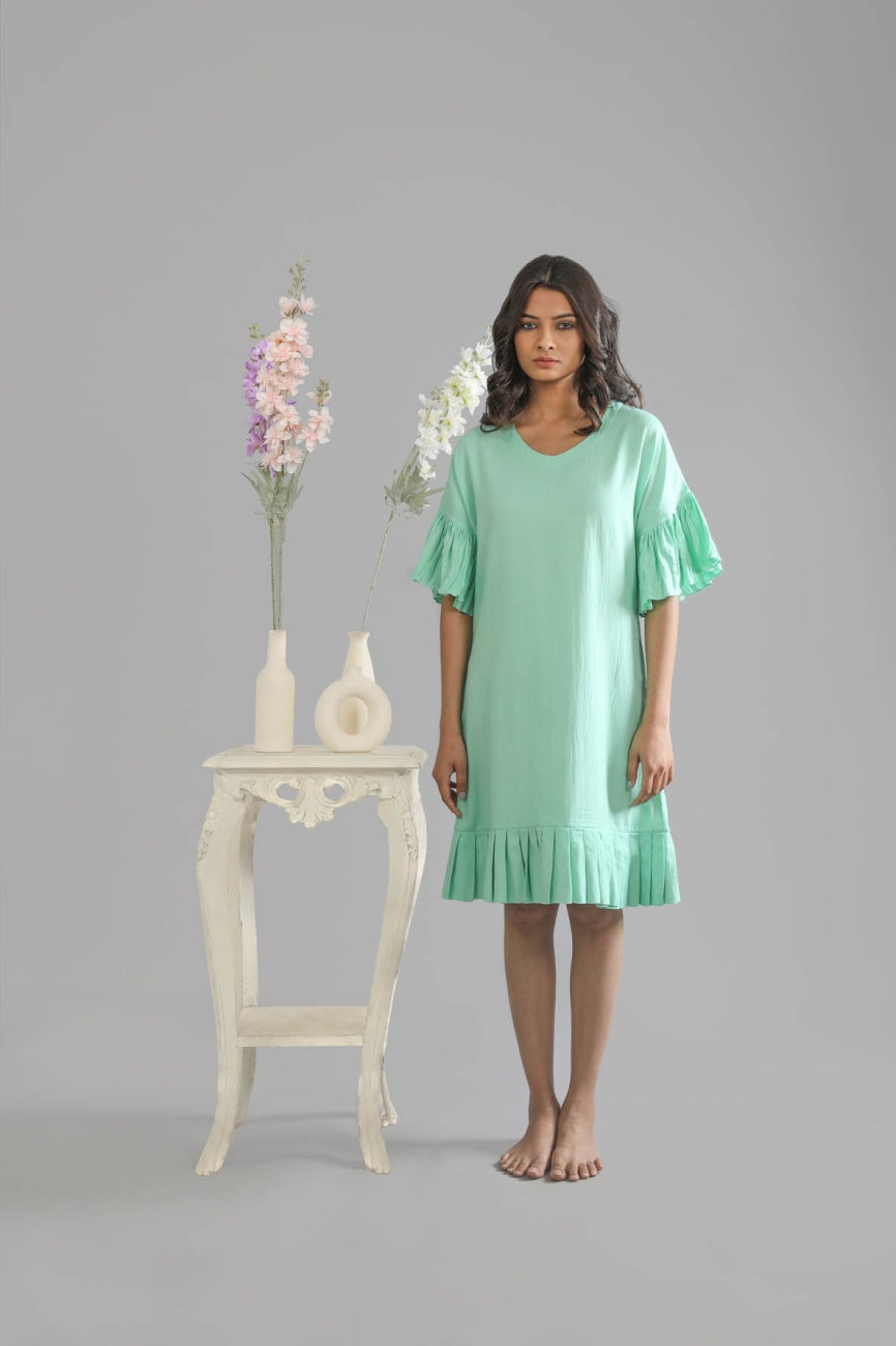 Mint Green Bottom Pleat dress