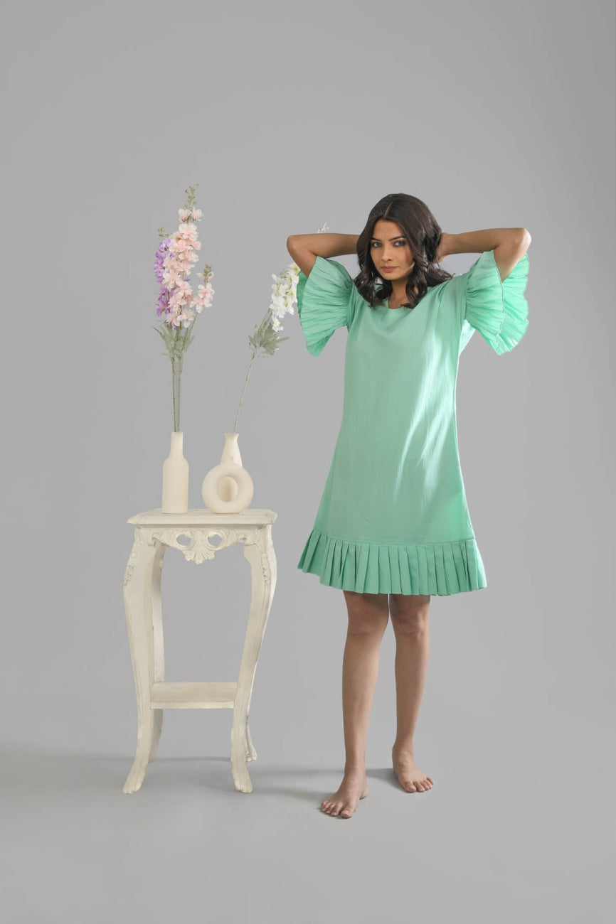 Mint Green Bottom Pleat dress